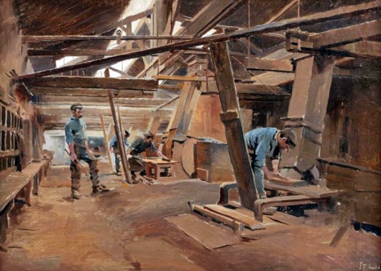 Atelier de charpentier par Joseph Gueldry